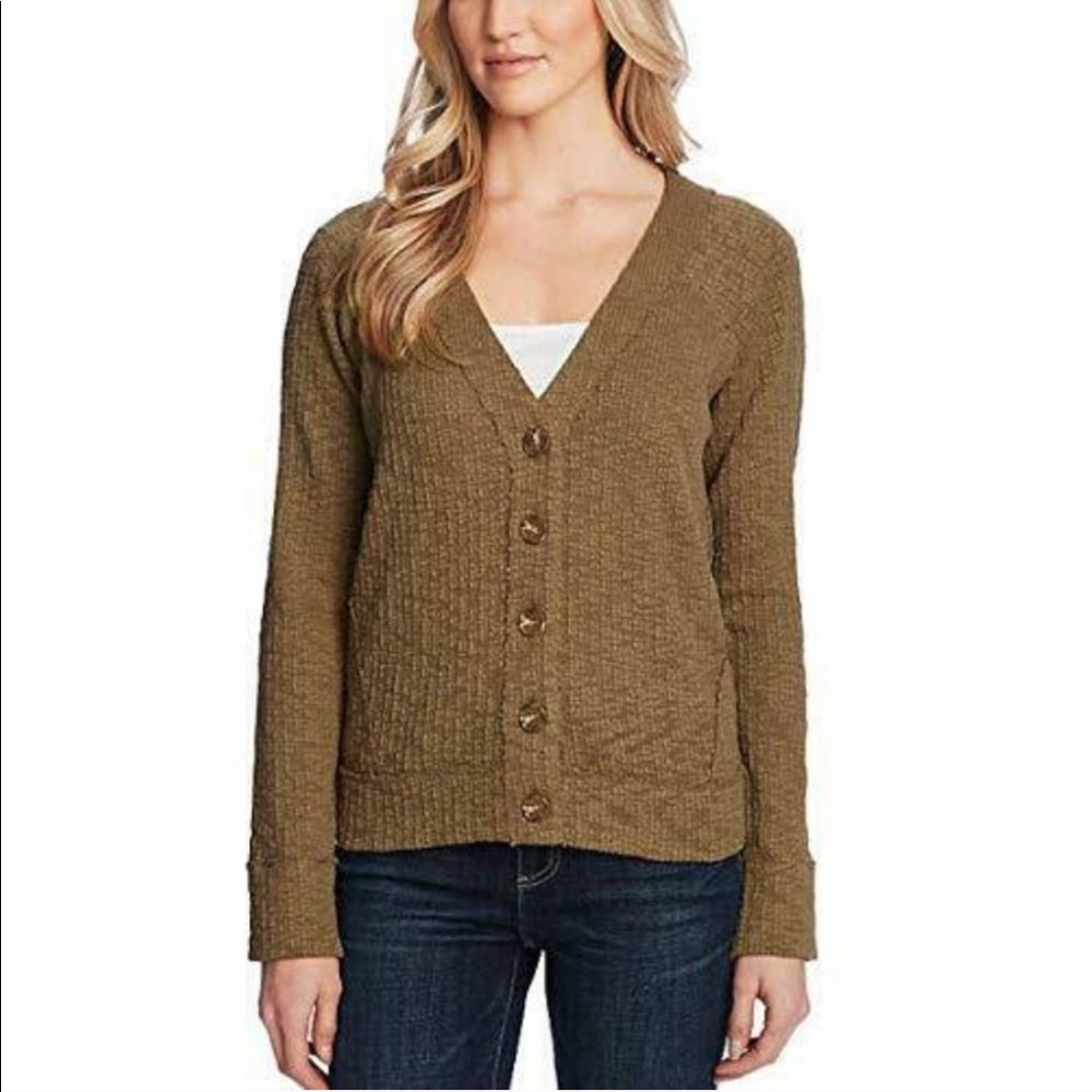 two by vince camuto // green tapestry cardigan L